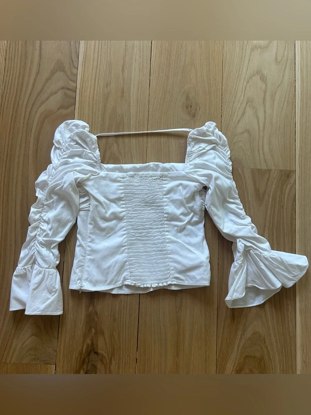 Reformation Kiki Ruched Puff Sleeve Top White Size 0